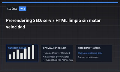 Monitor con código de una web para ilustrar prerendering SEO en una arquitectura moderna